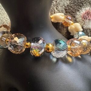 Gold Beaded Bracelet with Reflective Faceted Beads